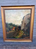 Huile sur panneau ruelle signe gustave camus 1930, Antiek en Kunst, Ophalen of Verzenden