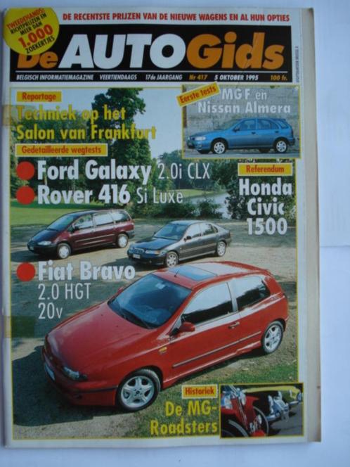AutoGids 417 Fiat Bravo HGT 20v MG F Rover 400 Honda Civic, Livres, Autos | Brochures & Magazines, Utilisé, Général, Envoi