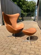 Fritz Hansen Egg Chair + Ottoman, Camel Cognac leder 1968 !!, Ophalen of Verzenden, Cassina togo sede elda b&b italia knoll vitra edra cor artifort