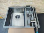 Spoelbak 1 - 1/2 + keukenkraan uittrekbare uitloop Gun Metal, Ophalen of Verzenden, Nieuw