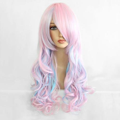 Lolita pruik baby-roze baby-blauw lang haar met krullen, Handtassen en Accessoires, Uiterlijk | Haarverzorging, Nieuw, Pruik of Haarverlenging