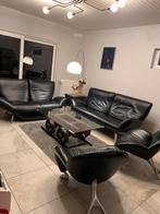 Volledige Leolux-lounge 2 pl relax + 3 pl + 2 fauteuils, Rechte bank, Gebruikt, Leer, Moderne