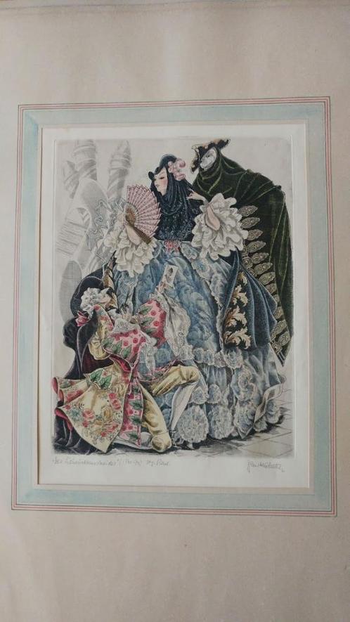 ingekleurde antieke prenten, Antiek en Kunst, Kunst | Etsen en Gravures, Ophalen