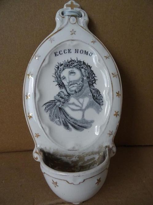 Antiek wijwaterbakje Petrus Regout & Co wijwaterbakje 1870, Antiek en Kunst, Antiek | Religieuze voorwerpen, Ophalen of Verzenden
