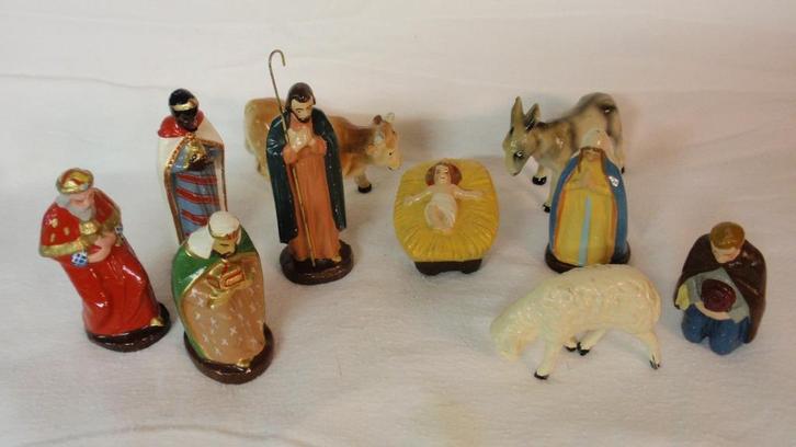 Kerstbeeldjes complete groep Nazaire Beeusaert België 10 st., Diversen, Kerst, Gebruikt, Ophalen of Verzenden