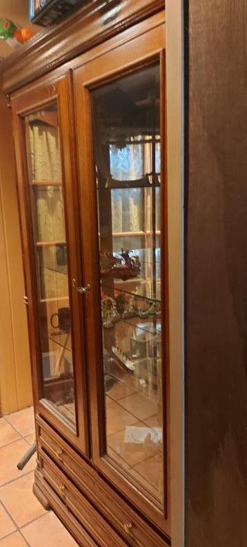 grande vitrine en verre et chêne, Avec tiroir(s), Verre, 100 à 150 cm, Enlèvement