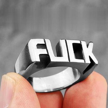 Punk Gothic Rock Fuck stainless steel ring beschikbaar voor biedingen