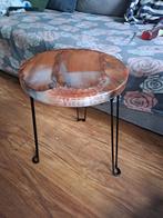 Belle petite table de salon résine et bois diam 35cm, ht 45c, Huis en Inrichting, Tafels | Bijzettafels, Ophalen of Verzenden