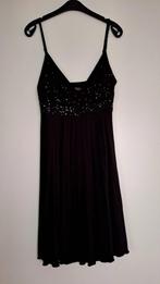 Top noir mi-long à sequins irisés et petites perles, Sans manches, Taille 38/40 (M), Enlèvement ou Envoi, Comme neuf