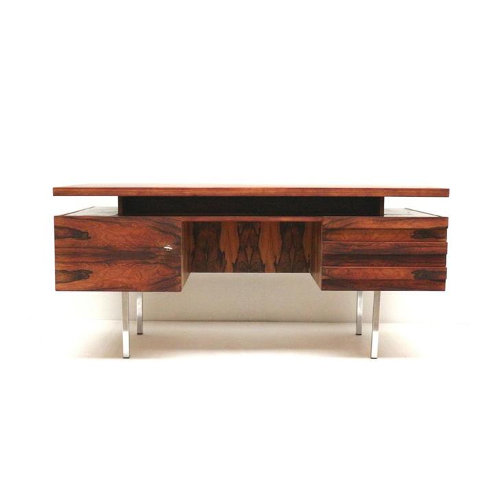 Vintage design bureau palissander jaren '60 Leo Bub retro, Huis en Inrichting, Bureaus, Bureau, Verzenden