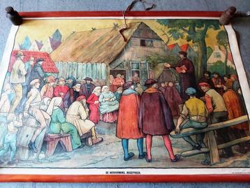 Schoolkaart Klas Hagepreek Geschiedenis Adel Reformatie God, Antiek en Kunst, Antiek | Schoolplaten, Verzenden, Geschiedenis