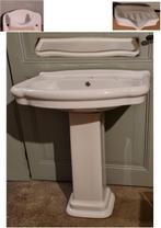 Victorian lavabo wit porselein op voet + 3 accessoires, Ophalen, Nieuw, Wastafel