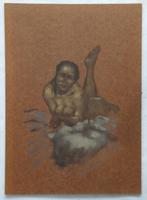 Schilderijtje/ Studie van Liggend Naakt - Olieverf, Ophalen of Verzenden