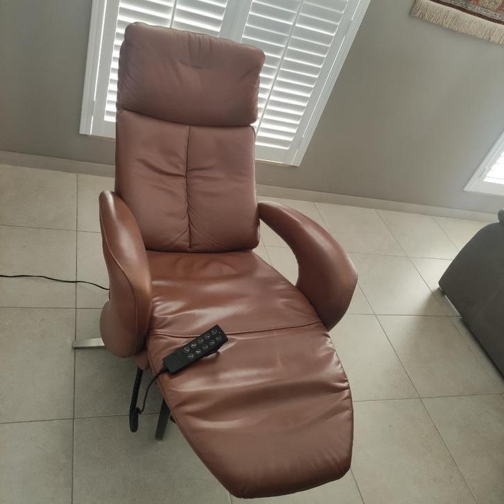 Bruine relax zetel van Hukla – zo goed als nieuw, Huis en Inrichting, Fauteuils, Zo goed als nieuw, Leer, Ophalen