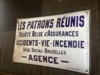 Prachtige emailleplaat - Les Patrons Reunis Societe Belge, Ophalen of Verzenden