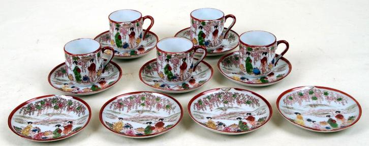 Tasses à thé japonaises en porcelaine Kutani, Antiquités & Art, Antiquités | Porcelaine, Enlèvement ou Envoi