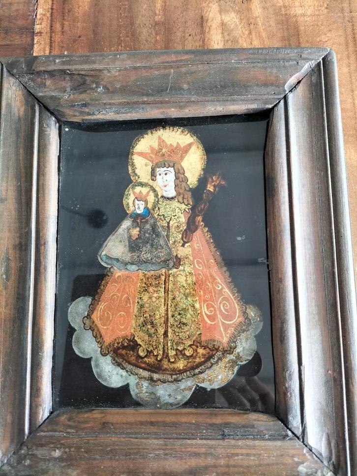 Religieus vintage Cuzco Stijl.Rijkelijk versierd met bladgou, Antiek en Kunst, Antiek | Religieuze voorwerpen, Ophalen of Verzenden