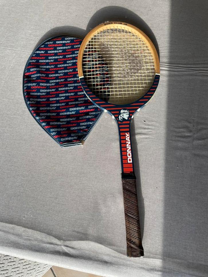 Vintage houten tennisracket Donnay Borg Club Jr, Sport en Fitness, Tennis, Gebruikt, Ophalen of Verzenden
