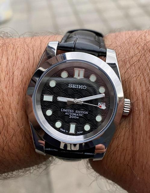 Seiko “Seigaiha”, Handtassen en Accessoires, Horloges | Heren, Nieuw, Polshorloge, Seiko, Staal, Leer, Ophalen