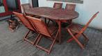 Uitschuifbare tuintafel + 6 stoelen, Tuin en Terras, Tuintafels, Ophalen, Gebruikt, Ovaal, Teakhout