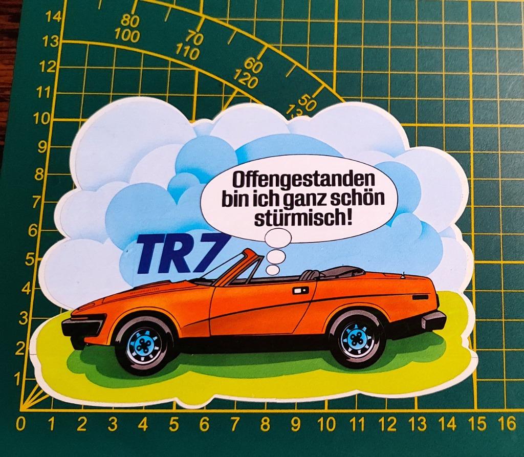 Sticker Triumph TR7 auto jaren '70 Duitse sticker, Collections, Autocollants, Enlèvement ou Envoi