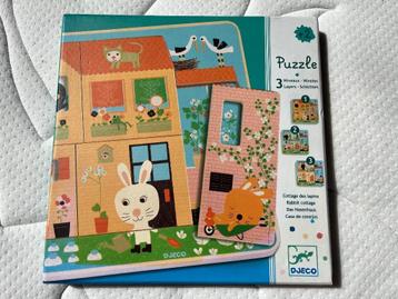 Puzzle en bois 3 niveaux Djeco « Cottage des lapins » - 2+ beschikbaar voor biedingen