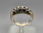 Gouden Vintage ring edelsteen saffier en diamant. 2024/483., Handtassen en Accessoires, Antieke sieraden, Ophalen of Verzenden