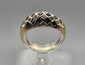 Bague vintage en or, pierre précieuse, saphir et diamant. 20