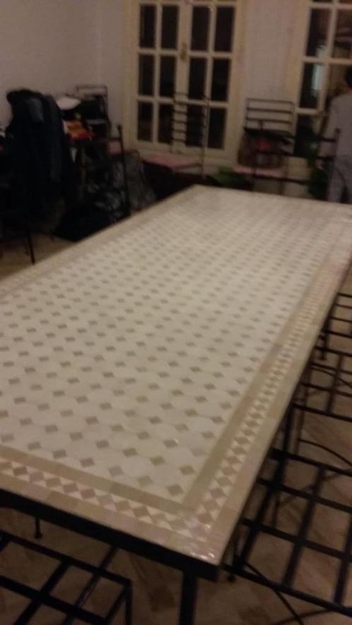 Marokkaans zellige tafelblad, Huis en Inrichting, Tafels | Eettafels, Zo goed als nieuw, 50 tot 100 cm, 200 cm of meer, Vijf personen of meer