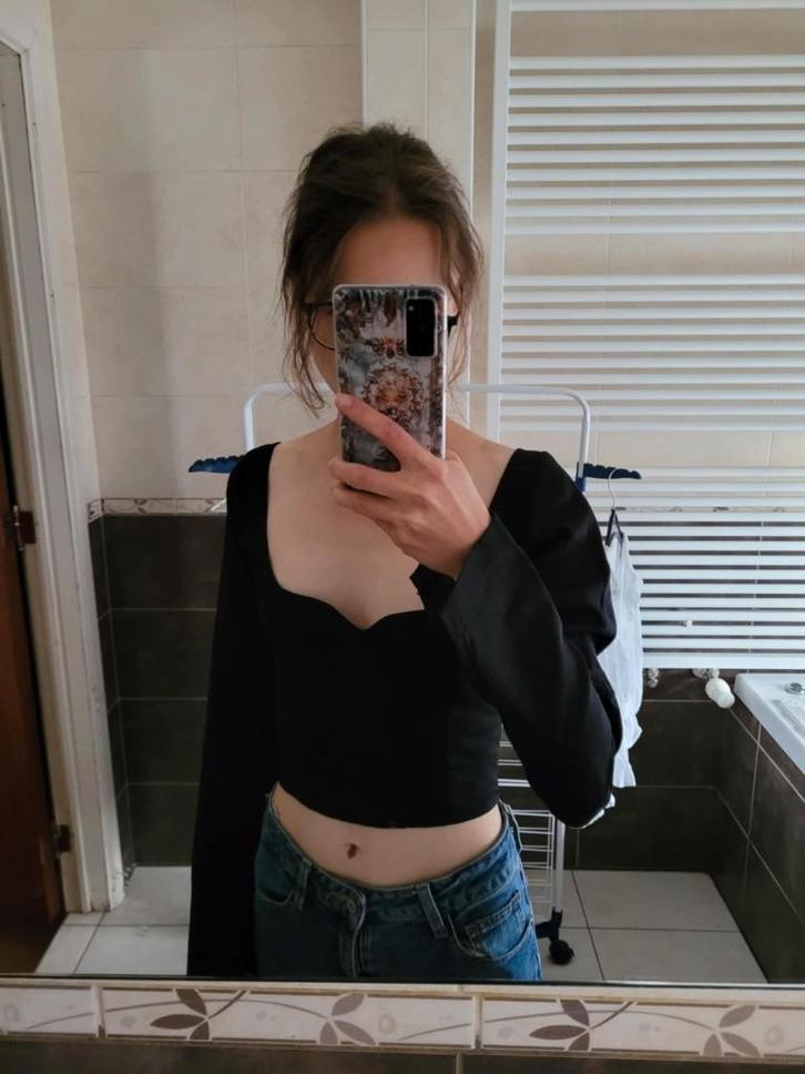 Corset top in zwart linnen, Kleding | Dames, Topjes, Nieuw, Maat 34 (XS) of kleiner, Zwart, Lange mouw, Ophalen of Verzenden