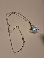 Swarovski kruis hanger met zilveren ketting, Ophalen of Verzenden, Gebruikt, Zilver, Met hanger