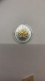 Vergulde Maple Leaf Zilver Munt, Postzegels en Munten, Edelmetalen en Baren, Ophalen of Verzenden, Zilver