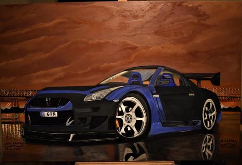 Nissan gtr sport super auto schilderij, door joky kamo, Antiek en Kunst, Kunst | Schilderijen | Modern, Ophalen