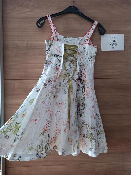 Charlie wit met bloemen en gebonden rug feestjurk 140, Kinderen en Baby's, Kinderkleding | Maat 140, Gebruikt, Meisje, Jurk of Rok