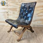 Vintage Spaanse leren Valenti Slipper chair Pierre Lottier, Huis en Inrichting, Ophalen of Verzenden, Zo goed als nieuw, Leer