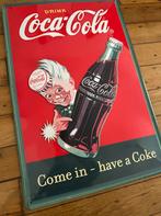 Vintage coca cola metalen plaque reclamebord, Verzamelen, Ophalen