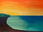 Peinture toile mer ocean soleil cadre schilderij, Enlèvement