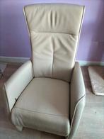 Te koop crème leren relaxzetel, Huis en Inrichting, Fauteuils, Ophalen, Gebruikt, 75 tot 100 cm, Modern