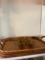 Vintage rotan en bamboe dienblad, Huis en Inrichting, Ophalen of Verzenden