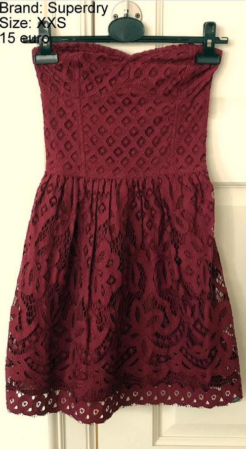 Donkerrood kleedje Superdry XXS/XS, Kleding | Dames, Jurken, Nieuw, Maat 34 (XS) of kleiner, Rood, Boven de knie, Ophalen of Verzenden