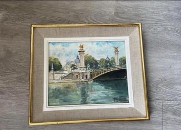 Peinture à l'huile de Georges Bittard - Pont Alexandre III, Enlèvement ou Envoi