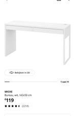 Bureau IKEA  Micke 142x50cm, Ophalen, Zo goed als nieuw, Bureau
