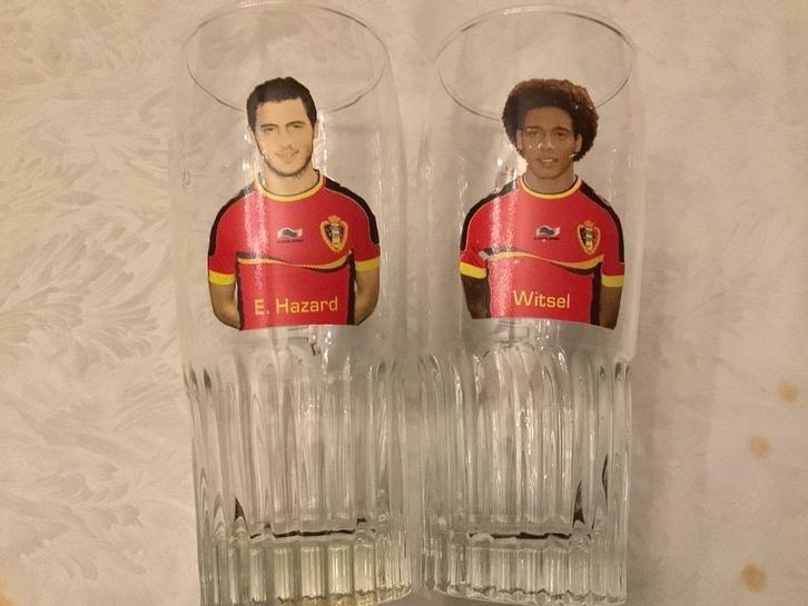 Eden Hazard Witsel Staelens Scifo jupiler bierglazen, Verzamelen, Sportartikelen en Voetbal, Ophalen of Verzenden