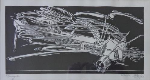 EMIEL HOORNE / RENVOGEL / ZW-W LITHO / 38x56cm / KADER / SIG, Antiek en Kunst, Kunst | Litho's en Zeefdrukken, Ophalen of Verzenden