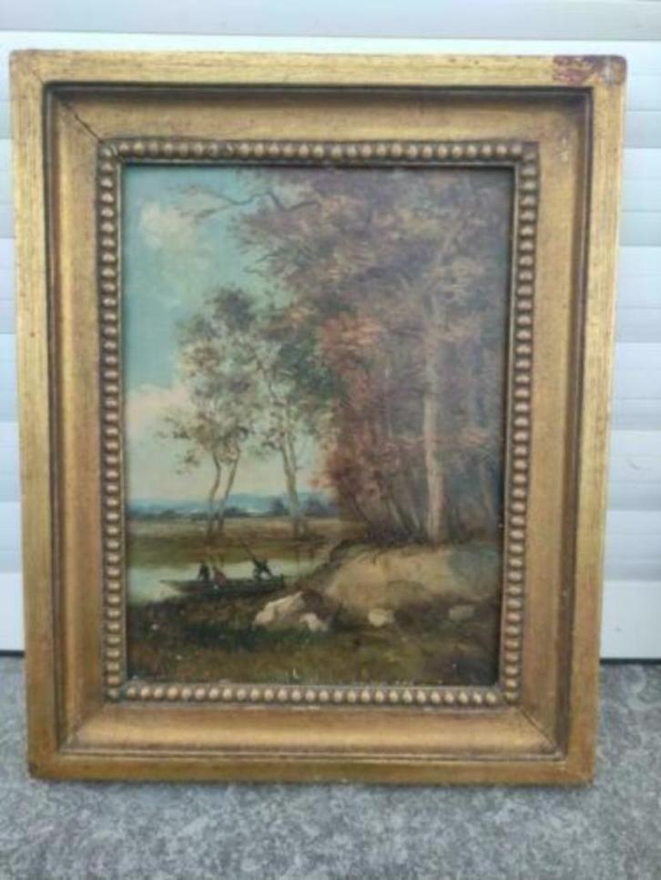 paire de huile sur panneau signe francois visconti, Antiek en Kunst, Kunst | Schilderijen | Klassiek, Ophalen of Verzenden