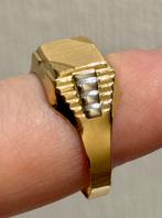 Rolex stijl ring/ 18 karaat geel en witgoud/ 21,5mm/ nieuw!, 20 of groter, Nieuw, Ophalen of Verzenden, Goud