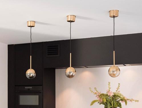 3 Goudkleurige hanglampen H&M HOME, Huis en Inrichting, Lampen | Hanglampen, Zo goed als nieuw, Ophalen