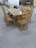 Table à manger + 8 chaises solides à l'état neuf, Rustiek, Comme neuf, 50 à 100 cm, Chêne