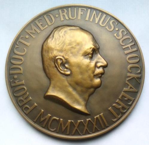 medaille Jorissen 1932 prof. doc. med. rufinus schockaert, Postzegels en Munten, Penningen en Medailles, Brons, Ophalen of Verzenden