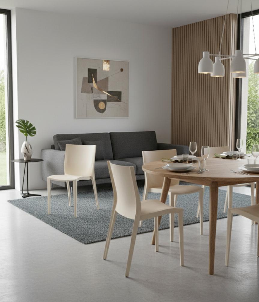 À vendre lot 4 CHAISES SLICK design STARCK blanc cassé, Maison & Meubles, Chaises, Utilisé, Quatre, Synthétique, Blanc, Enlèvement